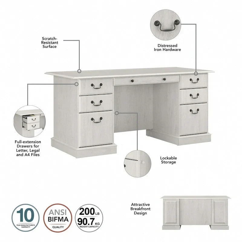 Scrivania direzionale Bush Furniture Saratoga con cassetti e vano portaoggetti