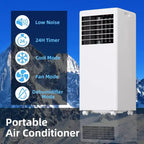 Prijenosni klima-uređaj snage 8K BTU - 3-u-1 hlađenje, odvlaživač i ventilator za 350 četvornih stopa s noćnim načinom rada i jednogodišnjim jamstvom