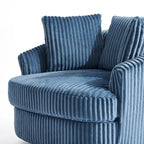 Extra grote 43 W pluche corduroy draaifauteuil met verzonken armleuningen en kuipvorm