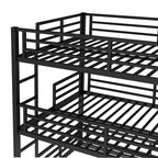Dreifach-Etagenbett, Metall-Etagenbett in voller Größe mit Sicherheitsgeländern, robustes Etagenbett mit geräuschreduziertem Design, Schwarz