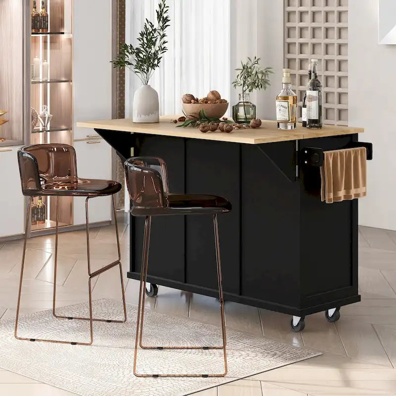 Portable Rolling Kitchen Island Cart with Storage