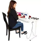 SewingRite SewStation 101 draagbare opklapbare naaitafel met stalen poten, wit - perfect voor thuis, kantoor en bedrijf
