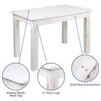 Flash Furniture 46 x 30 Rectangular Solid Pine Farm Dining Table
