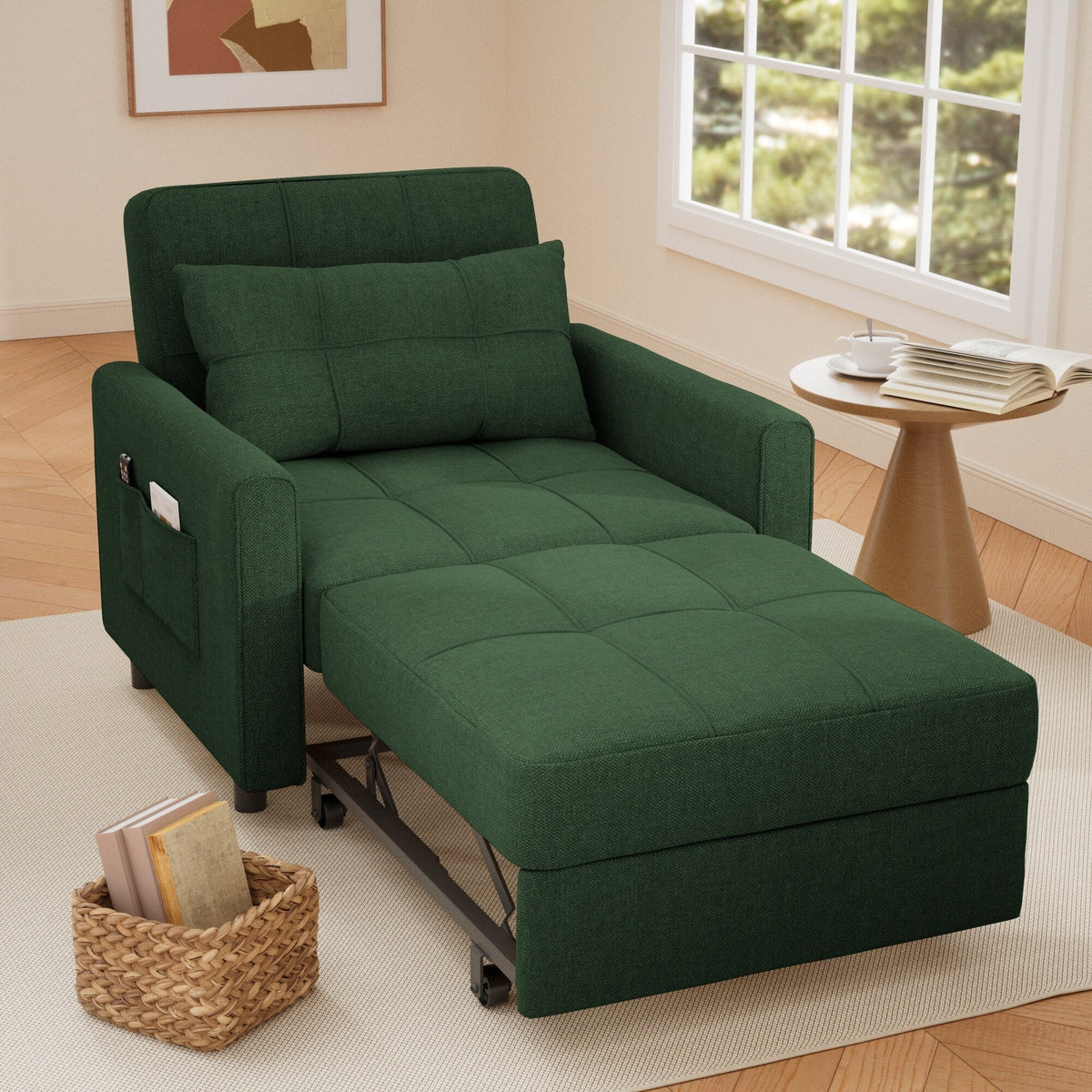 3-in-1-Schlafsofa mit verstellbarer Rückenlehne, ausziehbarer Sessel, umwandelbares Klappbett fürs Wohnzimmer