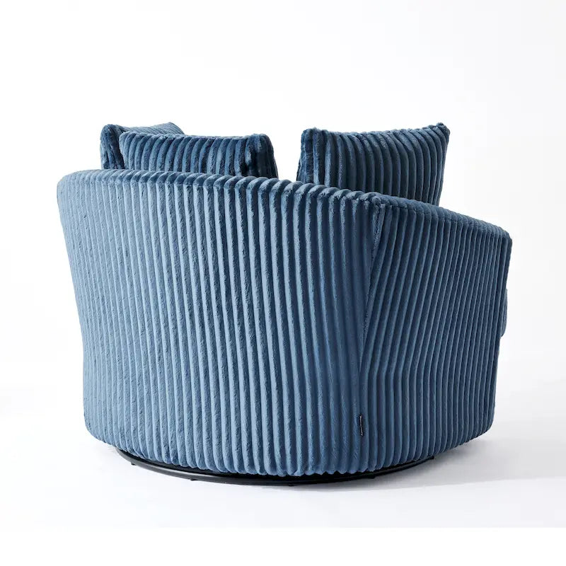 Extra grote 43 W pluche corduroy draaifauteuil met verzonken armleuningen en kuipvorm