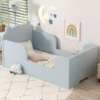 Okak Bear-Shaped Floor Bed for Ages 3-6, Toddler Bed Frame with Safety Fence, Cute Animal-Shaped Kids Bed
