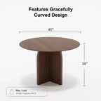 Tavolo da pranzo rotondo PexFix 45 x45 in legno massello con finitura noce e gambe ad arco eleganti per sale da pranzo e cucine moderne