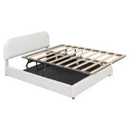 Queen Size Upholstered Bed with Lift-Up Storage - White