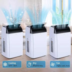 GustoWave-airconditioner van 14000 BTU met afstandsbediening, draagbare airco voor kamers tot 750 vierkante voet, wit/zwart