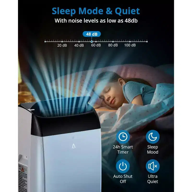 Condizionatore portatile da 14000 BTU, unità AC 3-in-1 per ambienti fino a 750 piedi quadrati con deumidificatore