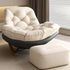 Sedia a dondolo imbottita in stile scandinavo con pouf opzionale