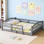 Luxystar Montessori-Bett in voller Größe mit niedrigem Profil, Sicherheitsgittern und Kopfteil
