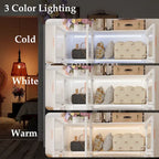 Armadio guardaroba largo 47.2 con luce LED, ante completamente in vetro e vani contenitori