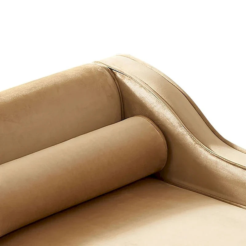 Chaise longue elegante francese rivestita in velluto con contenitore e cuscino