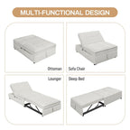 72.5 Linen 4-in-1 3-Seater Sleeper Sofa with 5-Level Adjustable Backrest And Storage Pocket