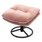 Okak fluwelen fauteuil met voetenbankje, moderne armloze woonkamerstoel in mid-centurystijl, zachte comfortabele stoel om tv te kijken en te gamen