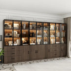 Beleuchteter Schrank aus Aluminium und Glas, individuell anpassbar als Sideboard oder Bücherregal
