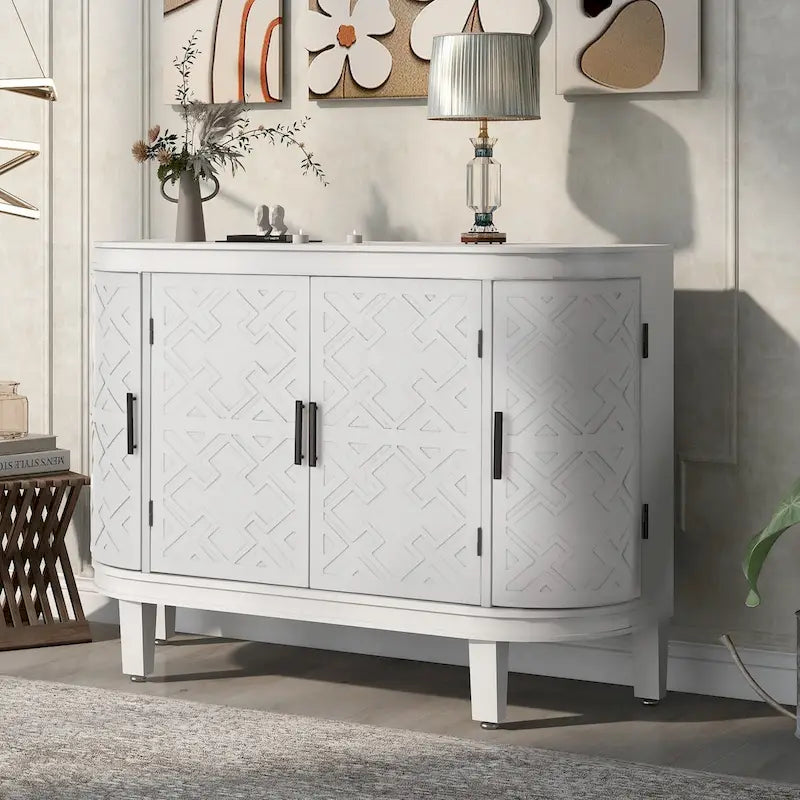 Credenza contenitore decorativa in legno con ante dal motivo antico per corridoio, ingresso, soggiorno e camera da letto
