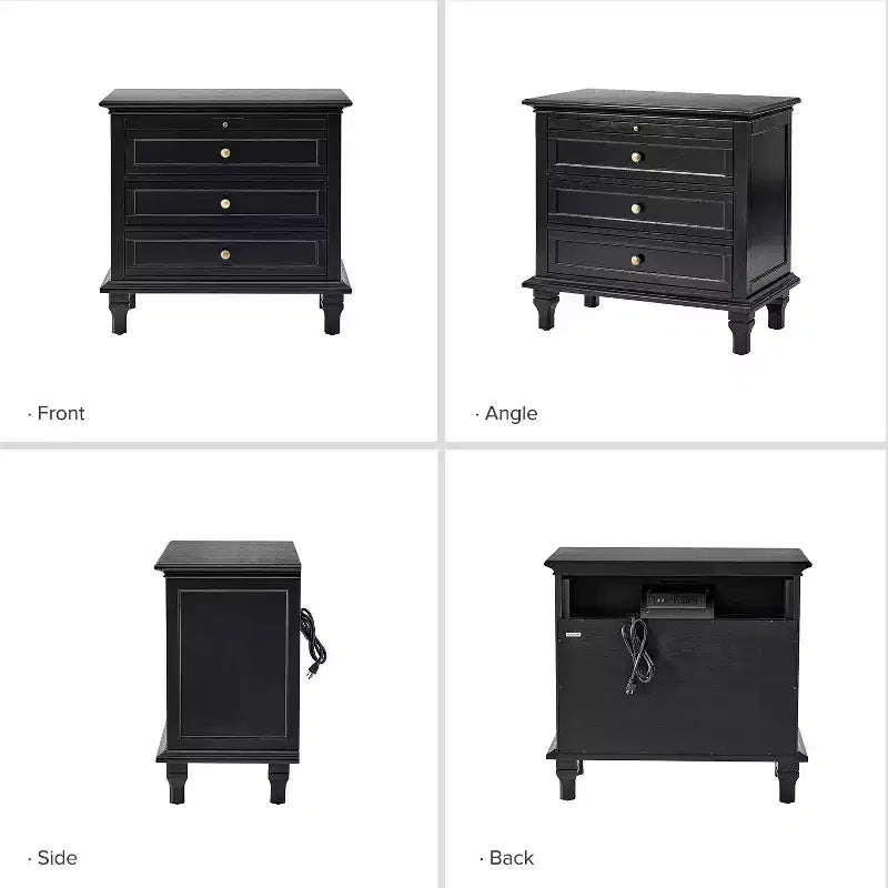 Comodino Giorgio con 3 cassetti e prese integrate, set da 2|HULALA HOME