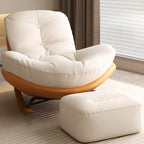 Sedia a dondolo imbottita in stile scandinavo con pouf opzionale