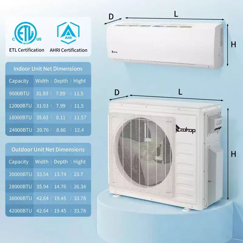 Karl Home 3-zone 28000 BTU 20 SEER2 mini-splitairconditioner met warmtepomp (9K+9K+18K)