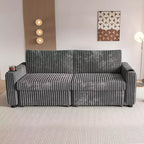 Dyonery 91 Eckschlafsofa mit ausziehbarem Bett, verstellbarer Rückenlehne, zwei ausziehbaren Betten, USB-Anschlüssen und Getränkehaltern, weicher Cordbezug