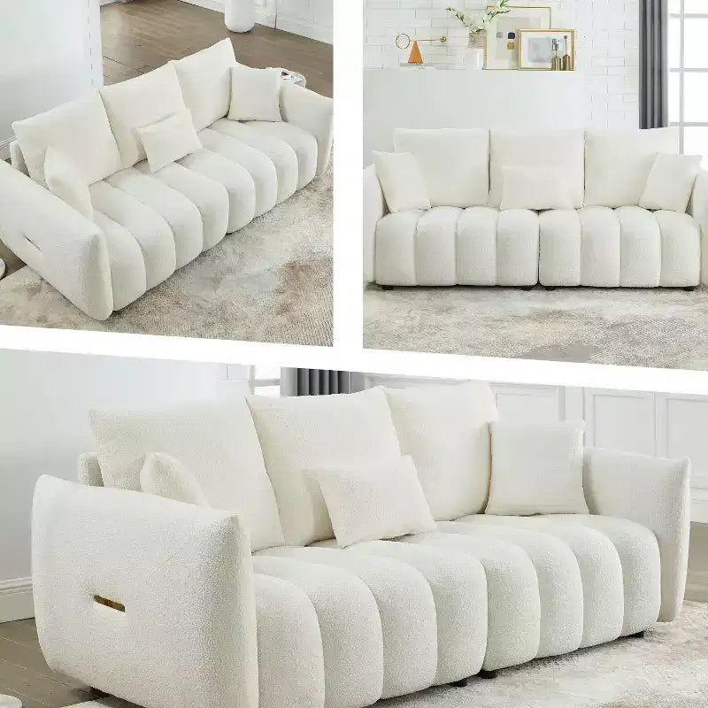 Sufan modern GDFStudio Alanna 79.5 miksi b’drapp Teddy għal 3 persuni b’imħaded