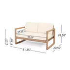 Acacia Wood Patio Furniture Set, Outdoor Conversation Set with Coffee Table and Soft Cushions for Backyard, Porch, and Balcony, Beige - Merax