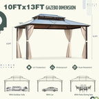 EROMMY Hardtop Gazebo,Outdoor Pergola with Double Roof & Netting & Curtains,Heavy Duty Canopy for Patio, Backyard, Pool party