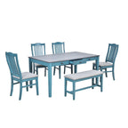 Set da pranzo in legno da 6 pezzi con 4 sedie e panca, tavolo con cassetto