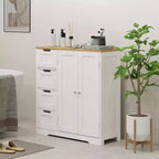 HOMCOM Badezimmer-Bodenschrank mit verstellbarem Einlegeboden, freistehender Badezimmerschrank mit 4 Schubladen und 2 Türen, weiß