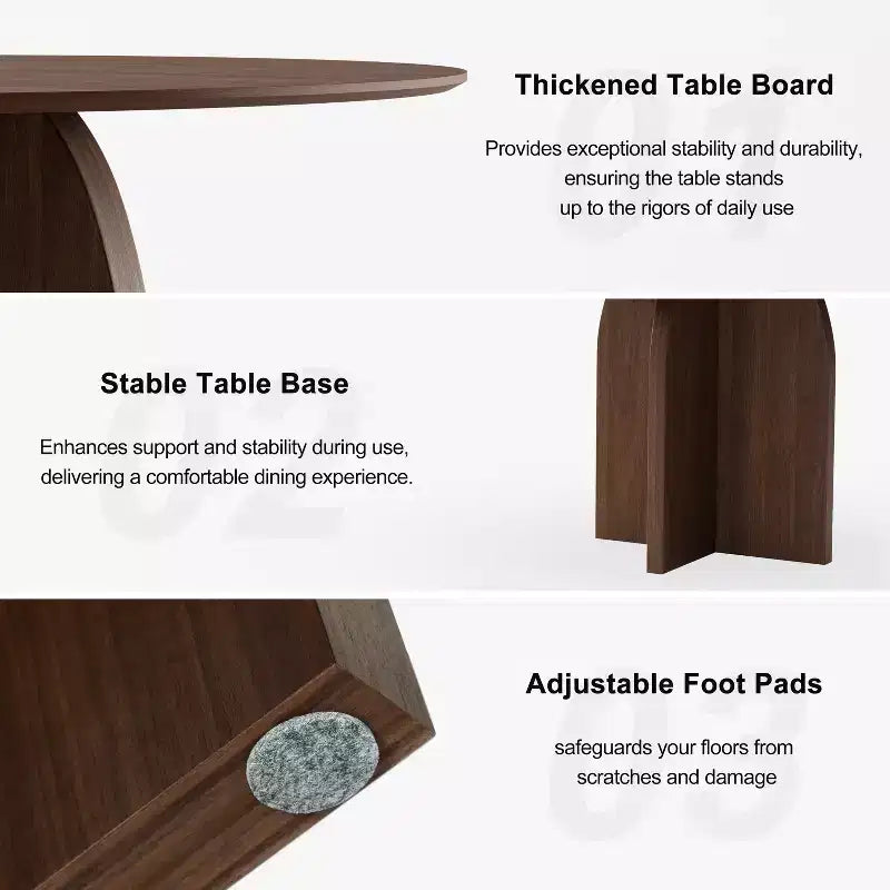 Tavolo da pranzo rotondo PexFix 45 x45 in legno massello con finitura noce e gambe ad arco eleganti per sale da pranzo e cucine moderne