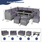 Costway 7-delige eethoek voor de patio van rotan, modulaire bank, fauteuil en voetenbank - Bekijk de details