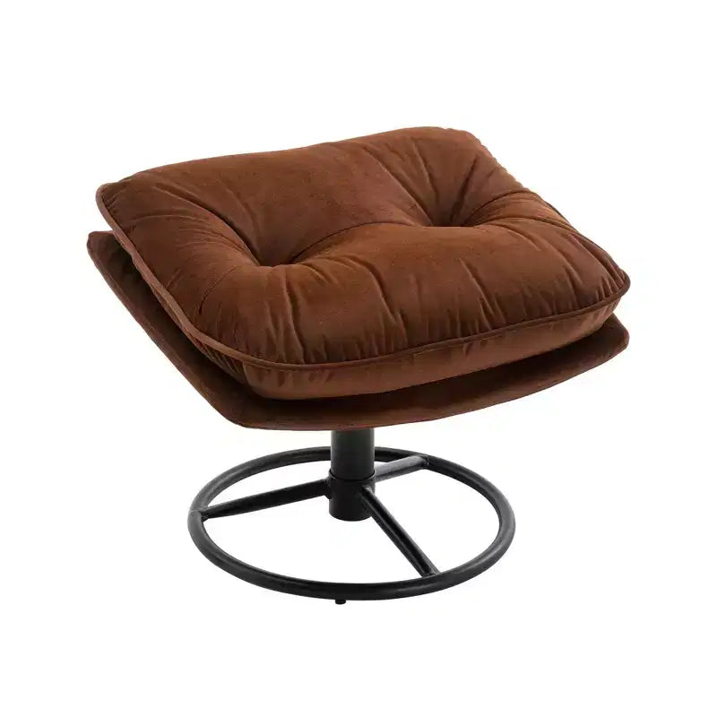 Okak fluwelen fauteuil met voetenbankje, moderne armloze woonkamerstoel in mid-centurystijl, zachte comfortabele stoel om tv te kijken en te gamen