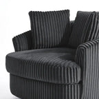 Extra grote 43 W pluche corduroy draaifauteuil met verzonken armleuningen en kuipvorm