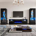 AMERLIFE Modern Highgloss Fireplace Entertainment Center Set