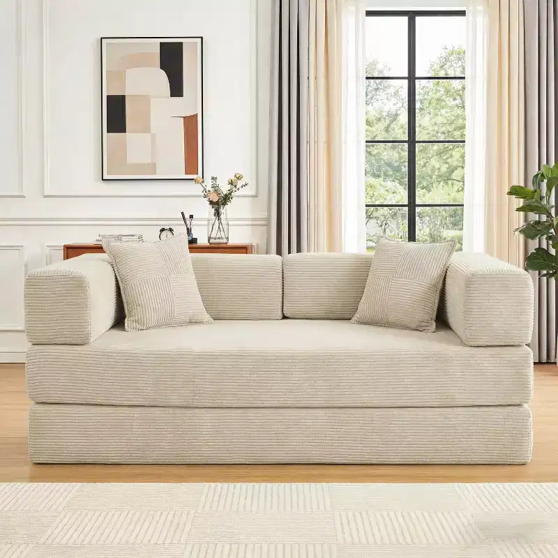 Divano letto pieghevole Dyonery 78, divano in velluto a coste convertibile, letto da pavimento king size, combinazione modulare fai da te 4-in-1, divano apribile confortevole