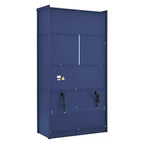 Tall Kitchen Pantry Cabinet with Power Outlets, Large Freestanding Cupboard with Microwave Stand, Drawers, Shelves, Wine Racks & Door-Shelf