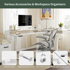 L-Shaped Electric Standing Desk with 3 Drawers & Lockable Casters, 63