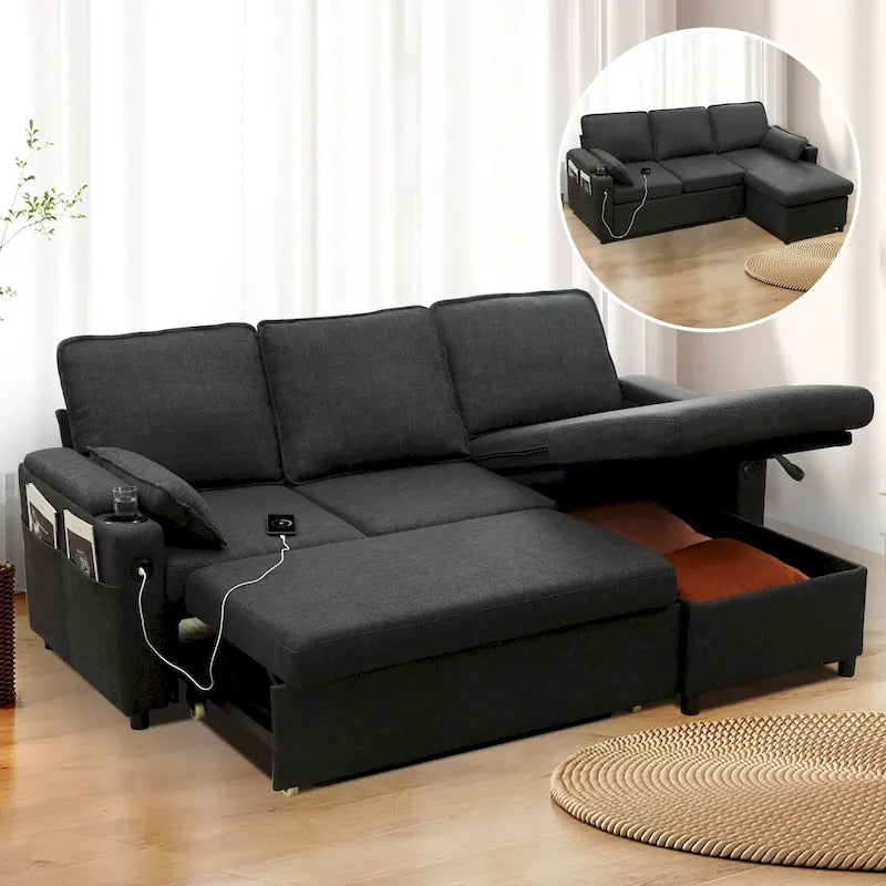 Divano letto a L da 80", divano letto con letto estraibile, divano letto reversibile