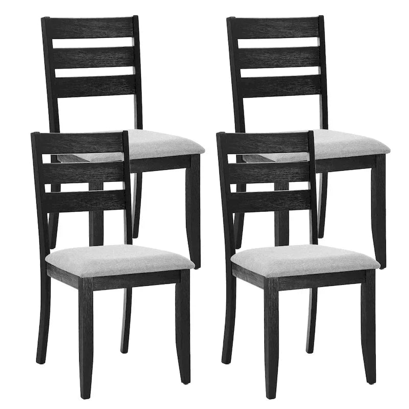 Houten eetkamerstoelen met lattenrug, set van 4