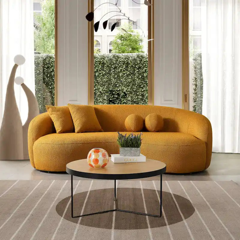 Blaine Japandi Style Luxury Modern Boucle Fabric Curved Sofa