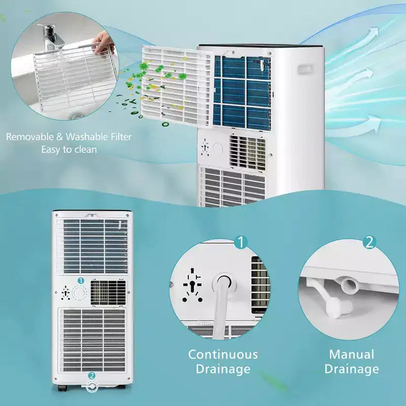 Costway draagbare airconditioner van 8000 BTU, 3-in-1-luchtkoeler met ventilator, ontvochtigings- en slaapmodus