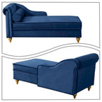 Chaise longue elegante francese rivestita in velluto con contenitore e cuscino