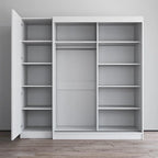 2-türiger Kleiderschrank mit Spiegel und Glasfront für 2 Personen (Grau/Schwarz/Weiß)