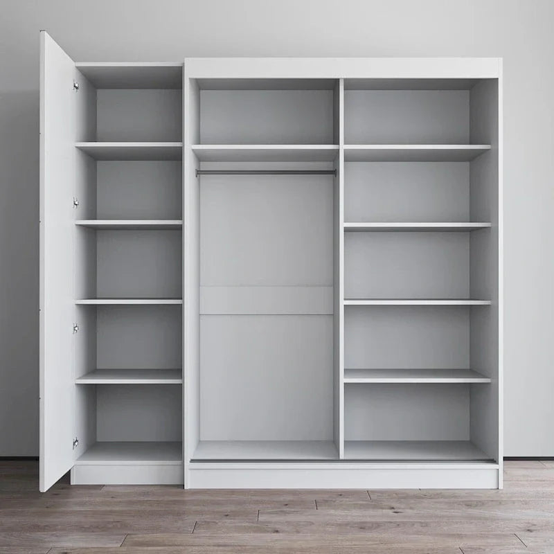 Armadio a 2 ante con specchio, frontale in vetro, per 2 persone (grigio / nero / bianco)