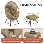Sedia a uovo da interno FINCATI, sedia a uovo da esterno da 440 libbre, sedia a uovo oversize con pouf, sedia a uovo di lusso e confortevole con poggiapiedi