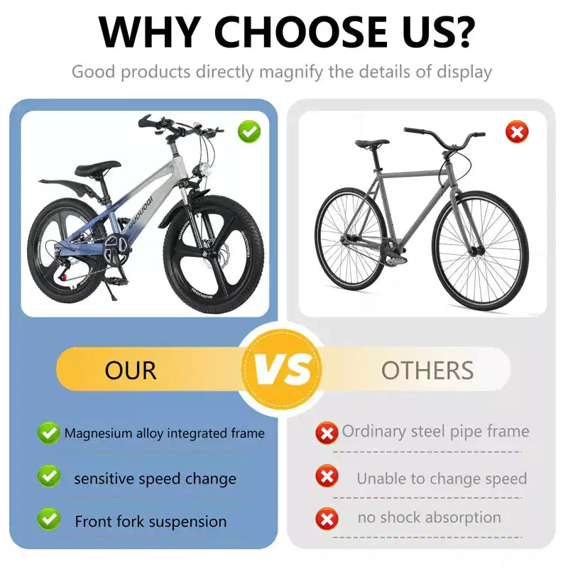 NAYSAYE mountainbike voor kinderen van 20 inch met 7 versnellingen en frame van magnesiumlegering, voor jongens en meisjes van 8-12 jaar, 57.09*21.65*29.92