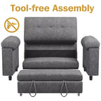 Dyonery 3-in-1-Schlafsofa, ausziehbares Schlafsofa mit verstellbarer Rückenlehne