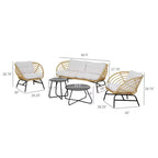 GRANDPATIO vanjski pleteni set za terasu od 5 dijelova s dvosjedom